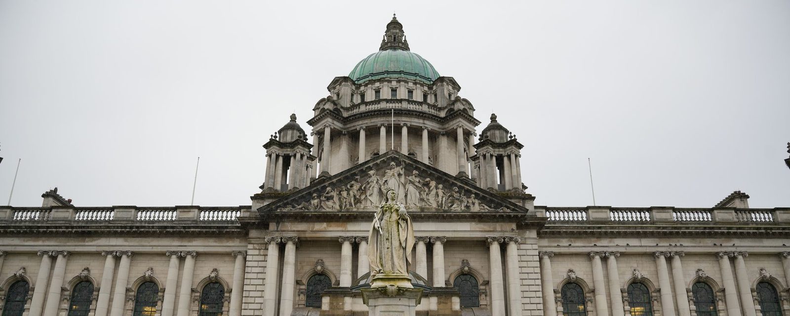 Belfast City Hall, front elevation with the Queen Victoria statue